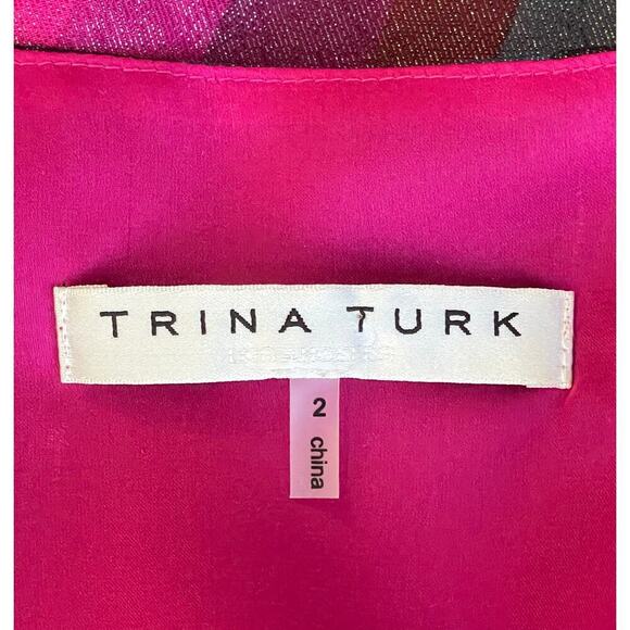 Trina Turk Hitachi Silk Blend Shift Dress Size 2 Multicolor Party Night Out - Picture 3 of 13